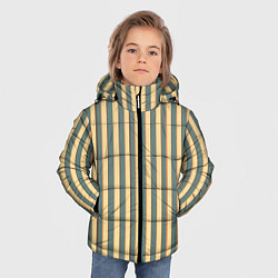Куртка зимняя для мальчика Полосатый серо-бежевый, цвет: 3D-черный — фото 2