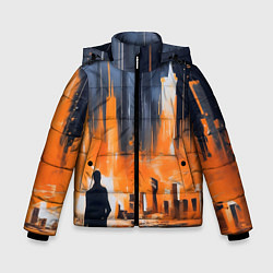 Куртка зимняя для мальчика Мегаполис с силуэтом человека, цвет: 3D-светло-серый
