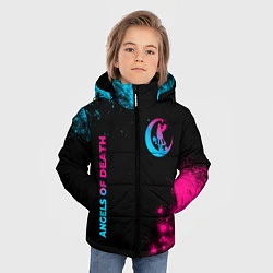 Куртка зимняя для мальчика Angels of Death - neon gradient: надпись, символ, цвет: 3D-черный — фото 2