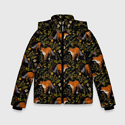 Куртка зимняя для мальчика Лисы и цветы, цвет: 3D-светло-серый