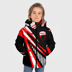 Куртка зимняя для мальчика Ducati- красные абстрактные фигуры, цвет: 3D-черный — фото 2