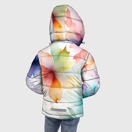 Зимняя куртка для мальчика Акварельный цветочный принт / 3D-Красный – фото 4