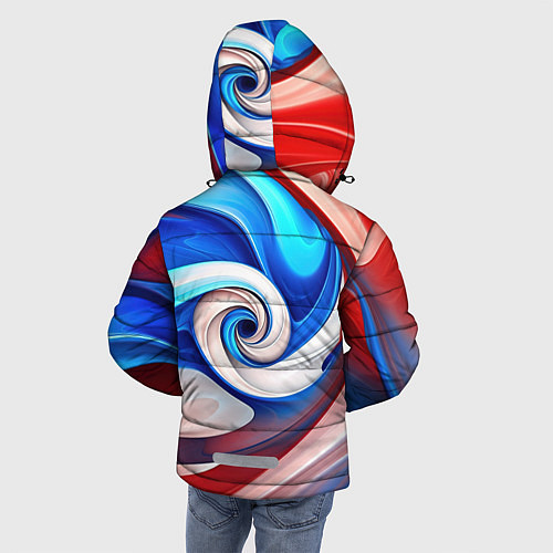 Зимняя куртка для мальчика Волны в цвете флага РФ / 3D-Светло-серый – фото 4