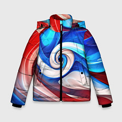 Куртка зимняя для мальчика Волны в цвете флага РФ, цвет: 3D-светло-серый