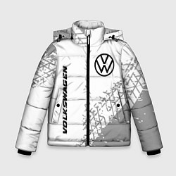 Куртка зимняя для мальчика Volkswagen speed на светлом фоне со следами шин: н, цвет: 3D-черный