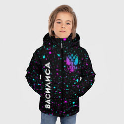 Куртка зимняя для мальчика Василиса и неоновый герб России: надпись, символ, цвет: 3D-черный — фото 2