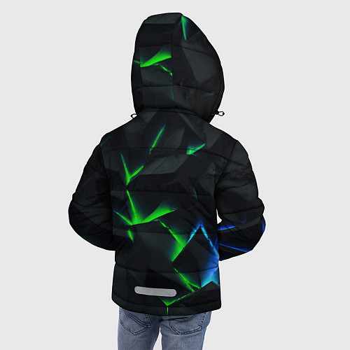 Зимняя куртка для мальчика Зеленые и синие плиты / 3D-Черный – фото 4