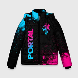 Зимняя куртка для мальчика Portal - neon gradient: надпись, символ