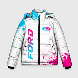 Зимняя куртка для мальчика Ford neon gradient style: надпись, символ