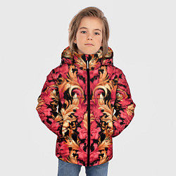 Куртка зимняя для мальчика Розовые узоры, цвет: 3D-черный — фото 2