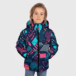 Куртка зимняя для мальчика Абстракция синяя паттерн, цвет: 3D-светло-серый — фото 2