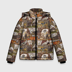 Куртка зимняя для мальчика Рисунки коллаж, цвет: 3D-светло-серый