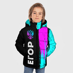 Куртка зимняя для мальчика Егор и неоновый герб России: по-вертикали, цвет: 3D-черный — фото 2