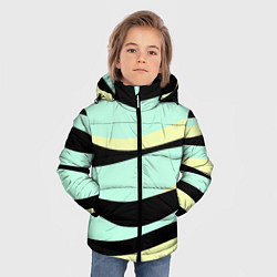 Куртка зимняя для мальчика Черно-бирюзовая абстракция, цвет: 3D-черный — фото 2