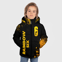 Куртка зимняя для мальчика Rainbow Six - gold gradient: надпись, символ, цвет: 3D-черный — фото 2