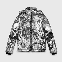Куртка зимняя для мальчика Тату битвы ангелов и демонов, цвет: 3D-черный