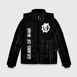 Зимняя куртка для мальчика Gears of War glitch на темном фоне: надпись, симво