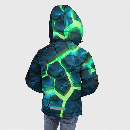 Зимняя куртка для мальчика Яркий зеленый разлом плит / 3D-Черный – фото 4