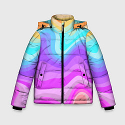 Куртка зимняя для мальчика Неоновая разноцветная волна, цвет: 3D-черный