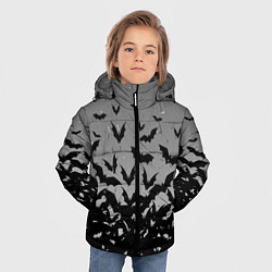 Куртка зимняя для мальчика Серый фон и летучие мыши, цвет: 3D-черный — фото 2