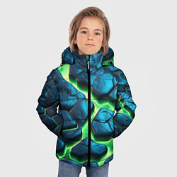 Куртка зимняя для мальчика Разломленные зеленые плиты, цвет: 3D-красный — фото 2