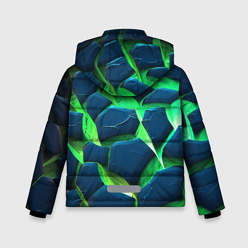 Зимняя куртка для мальчика Разломленные зеленые плиты / 3D-Светло-серый – фото 2