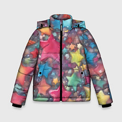 Зимняя куртка для мальчика Разноцветные новогодние звёзды