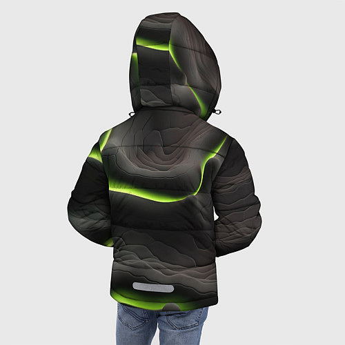 Зимняя куртка для мальчика Green black texture / 3D-Светло-серый – фото 4