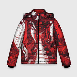 Куртка зимняя для мальчика Красная комната киберпанк, цвет: 3D-светло-серый