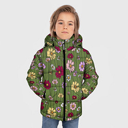 Куртка зимняя для мальчика Летний луг - паттерн, цвет: 3D-черный — фото 2