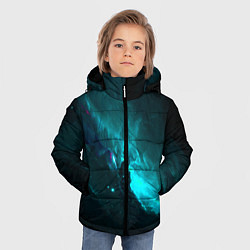 Куртка зимняя для мальчика Голубое свечение в космосе, цвет: 3D-красный — фото 2