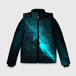 Куртка зимняя для мальчика Голубое свечение в космосе, цвет: 3D-черный