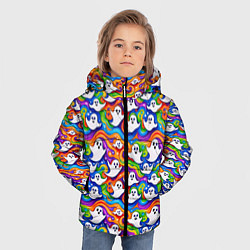 Куртка зимняя для мальчика Веселые привидения на красочном фоне, цвет: 3D-красный — фото 2