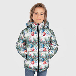Куртка зимняя для мальчика Узор из елочных шаров на ветке, цвет: 3D-красный — фото 2