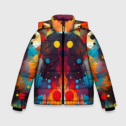 Куртка зимняя для мальчика Mirrow colorful blots - abstraction - vogue, цвет: 3D-красный