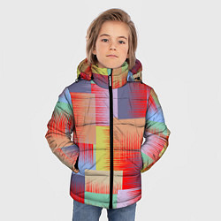 Куртка зимняя для мальчика Веселая разноцветная клетка, цвет: 3D-черный — фото 2