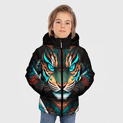 Куртка зимняя для мальчика Тигр самурай, цвет: 3D-черный — фото 2