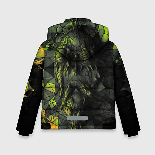 Зимняя куртка для мальчика Зеленая абстрактная текстура / 3D-Светло-серый – фото 2