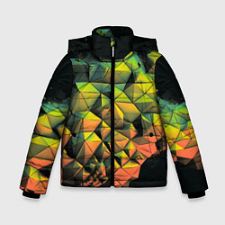 Куртка зимняя для мальчика Зеленая кубическая абстракция, цвет: 3D-красный