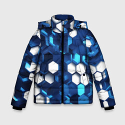 Куртка зимняя для мальчика Cyber hexagon Blue, цвет: 3D-светло-серый