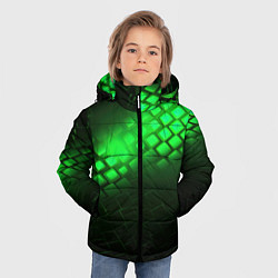 Куртка зимняя для мальчика Неоновые зеленые пластины, цвет: 3D-светло-серый — фото 2