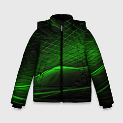 Зимняя куртка для мальчика Green lines black backgrouns