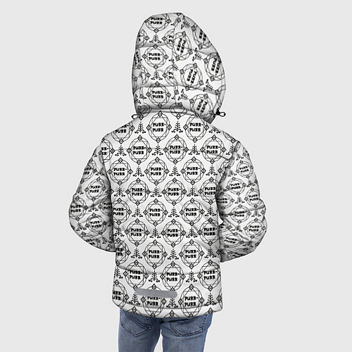 Зимняя куртка для мальчика Мур мур надпись и логотип / 3D-Светло-серый – фото 4