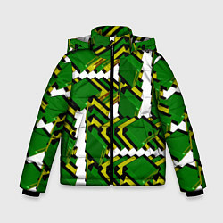 Куртка зимняя для мальчика Зеленая микросхема, цвет: 3D-красный