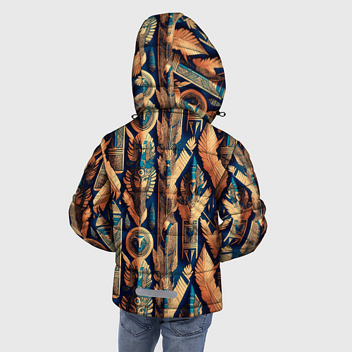 Зимняя куртка для мальчика Золотые узоры Египта и Рима / 3D-Черный – фото 4
