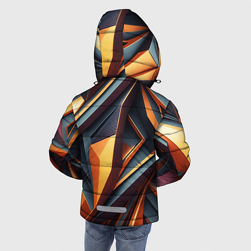 Зимняя куртка для мальчика Разноцветная 3D геометрия узоров метавселенной / 3D-Черный – фото 4