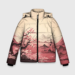 Куртка зимняя для мальчика Сакура в горах, цвет: 3D-светло-серый