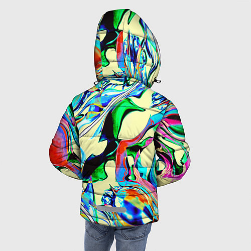 Зимняя куртка для мальчика Яркие абстрактные разводы / 3D-Черный – фото 4