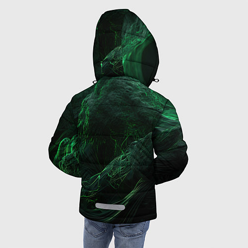 Зимняя куртка для мальчика Темно зеленая абстракция / 3D-Черный – фото 4