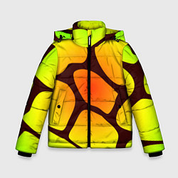Куртка зимняя для мальчика Коричневая сеть с цветными пятнами, цвет: 3D-красный